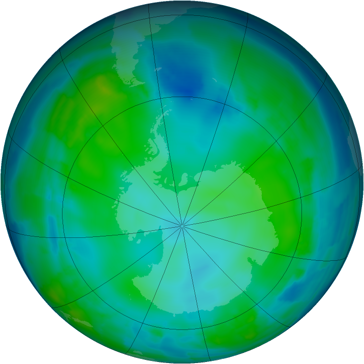 Antarctic ozone map for 16 May 2012